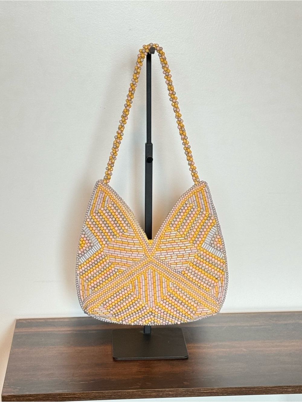 Yellow Beaded Women’s Shoulder Bag